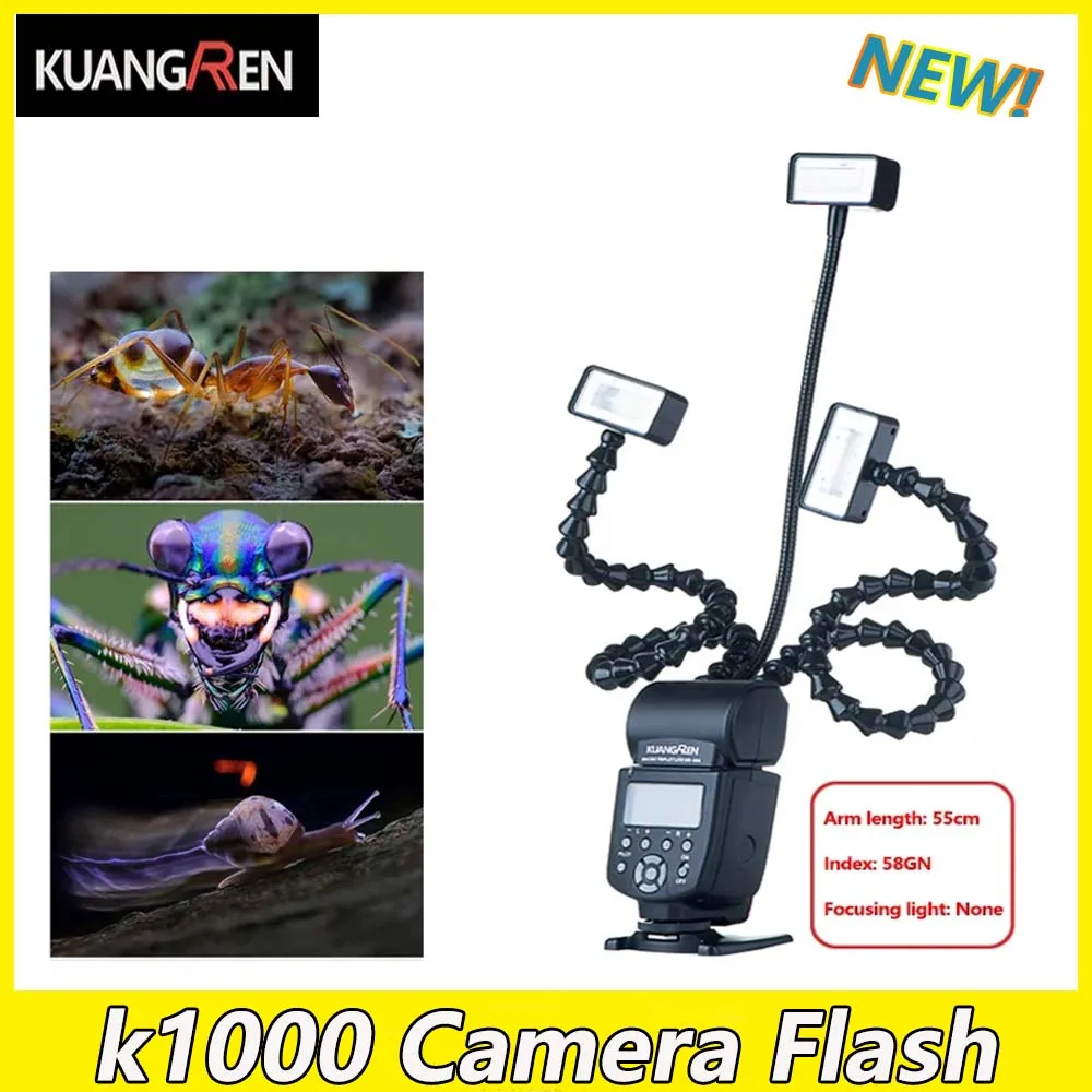 Kuangren K1000 Fotocamera Flash Macro Light Macro Led Master Macro Torcia Universale A Tre Teste Per Sony Nikon Canon