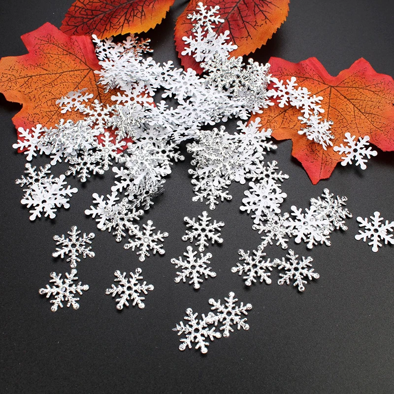 Christmas Ornaments Winter Snow Decoration 200-300pcs Christmas Snowflakes Confetti Xmas Tree Ornaments Decorations Scrapbooking Home Winter Party Decor Supplies