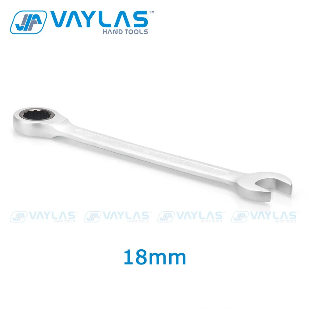 

VAYLAS 18mm Dull Polished Combination Wrench Fixed Head Ratchet 72T and Open End High Torque Spanner Repair Hand Tool