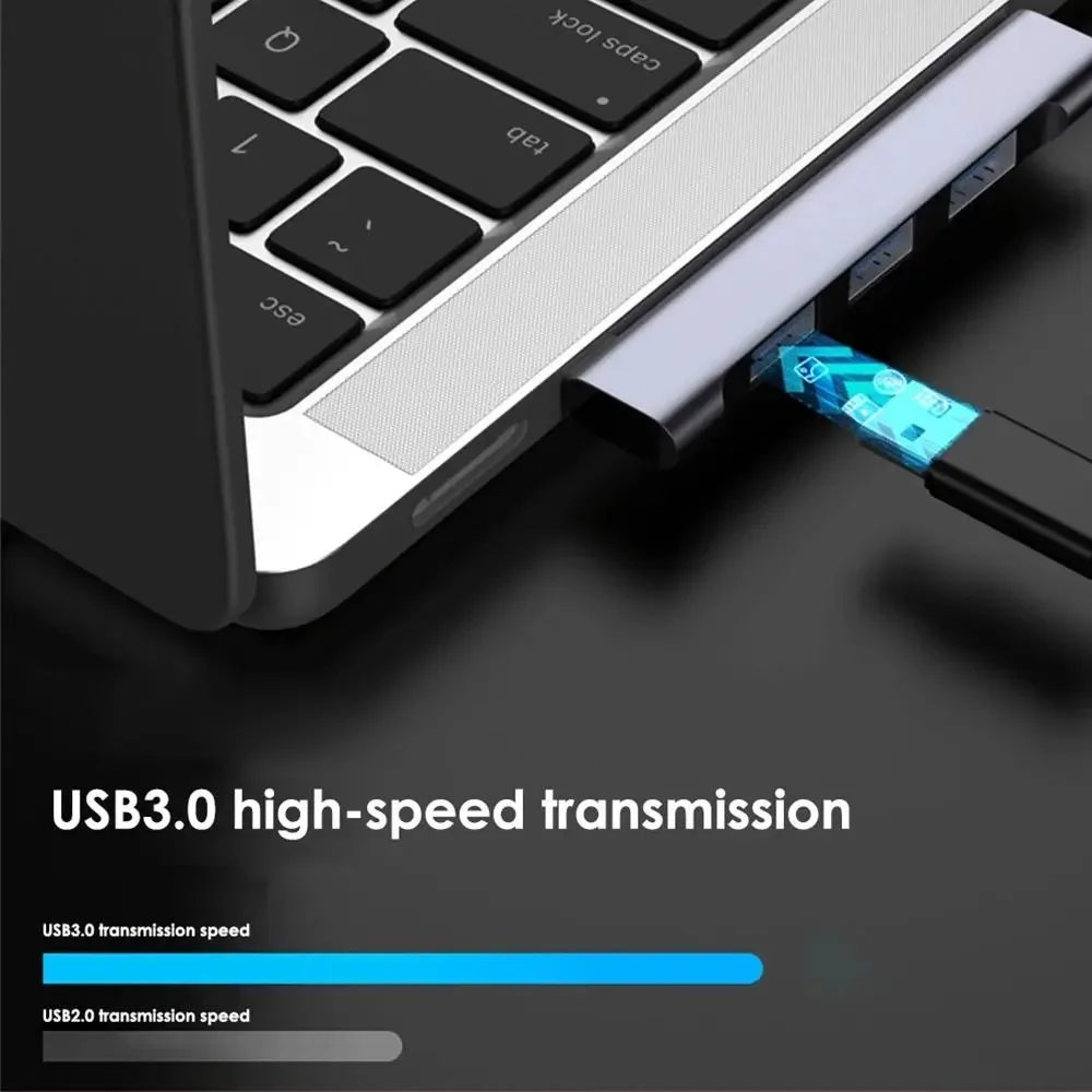 4-in-1 USB C HUB 3.0 PD 60W Type C 3.1 Multi Ports USB Splitter OTG Adapter For