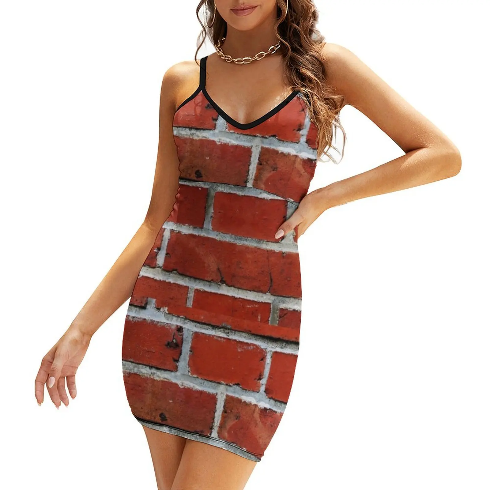 

Red Brick Wall Sling Dress summer women's suit Bridesmaid dress woman elegant chic women dresses promotion