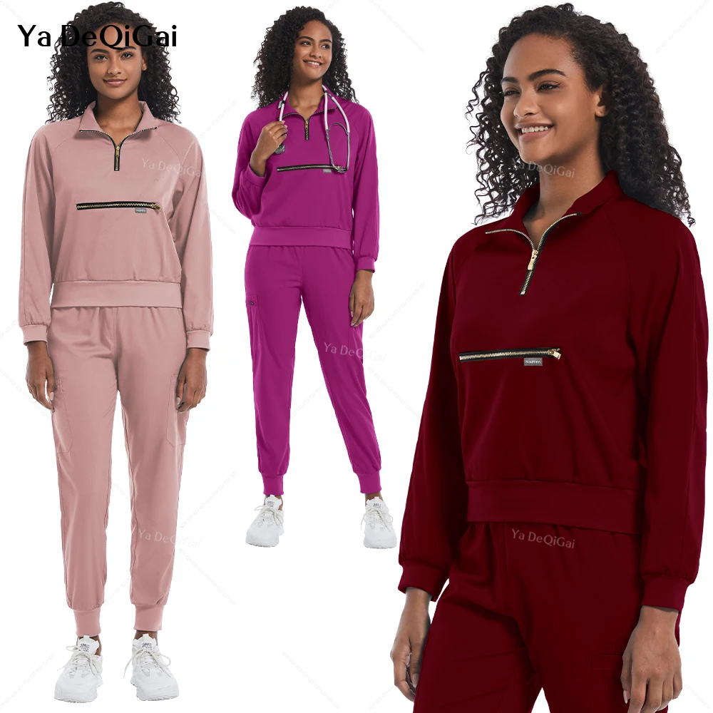 

High Quality Jogger Sets Spa Beauty Salon Uniform Women Multicolor Work Clothes Medical Nurse Scrub Suit Clinic Nursing Overalls
