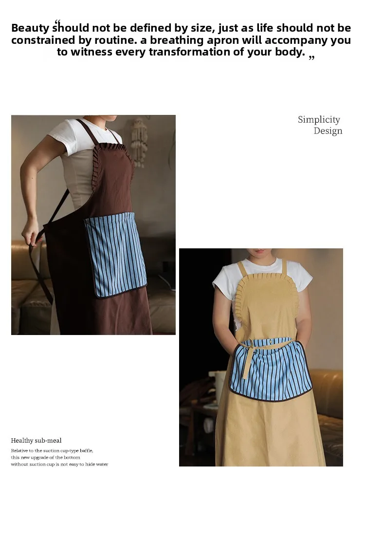 Hochwertige Schürze mit individuellem Logo zum Kochen zu Hause, junges weibliches Design, Baumwollmaterial, wasserdichtes Handtuch – Detail 15