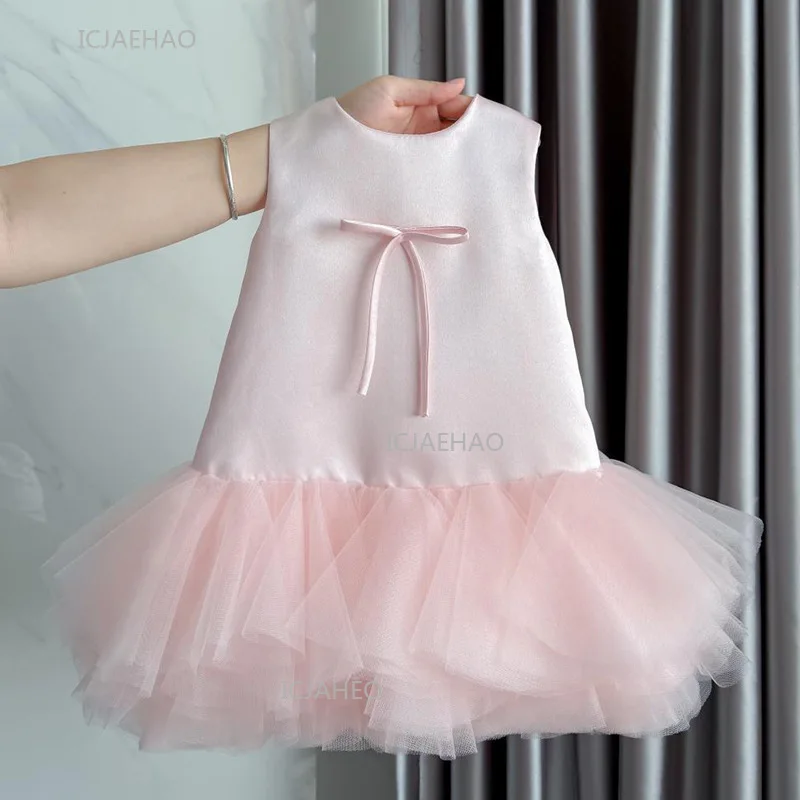 Party Dress Pink Baby Girls Vest with Mesh Skirt First Birthday Kids  Celebration Pageant Princess Gown Toddler Formal Dresses - AliExpress 1501