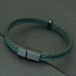 Colorful Double - Layer Braided Rope Bracelet with Magnetic Clasp - Sporty Gift (DarkGreen)