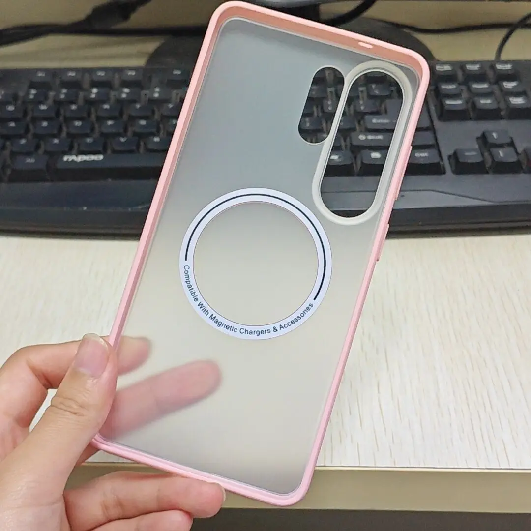 ELVEV Magnetic Crystal Matte Translucent Anti-Fingerprint Phone Case