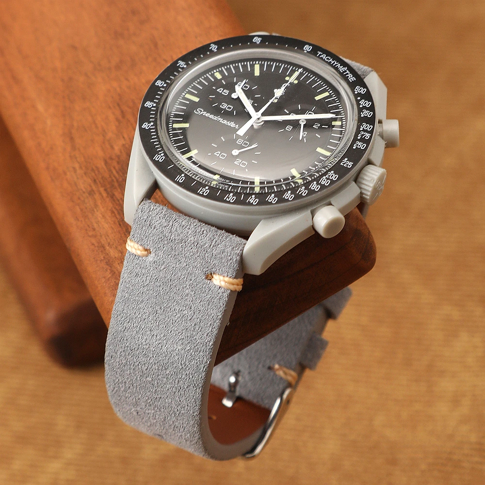 Premium Hand-Sewn Retro Calfskin Suede Watchband - Quick Release Soft Strap