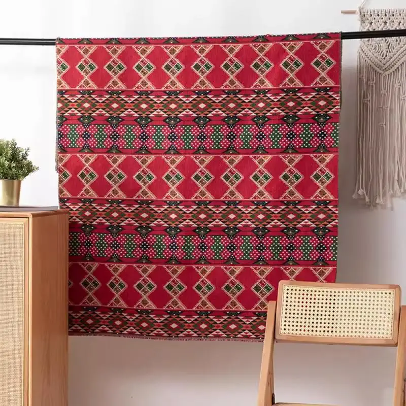 Boho Jacquard Geometrische Muster Stoff Vorhang Tischdecke Ethnische Sofabezüge Handverstärkte Stoffe DIY Bekleidung – Detail 4