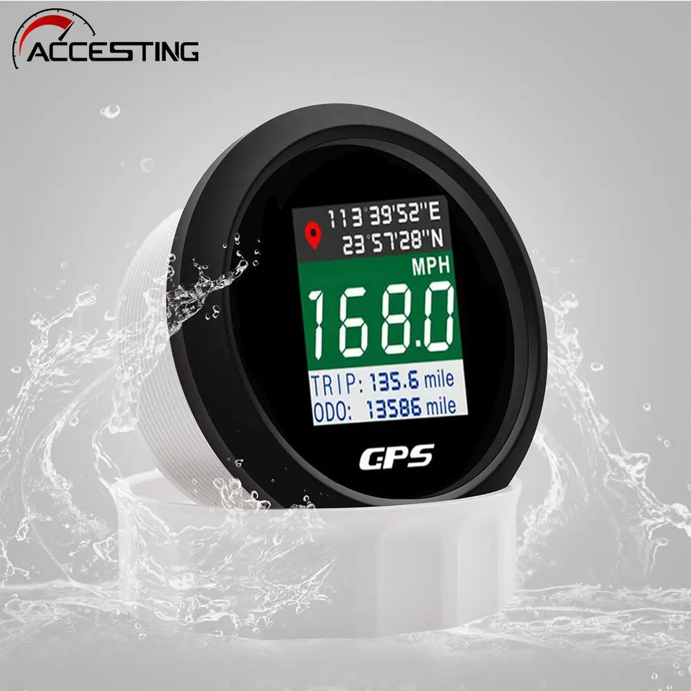 

New 52mm Digital GPS Speedometer TFT Screen Waterproof Odometer adjust Mph Knot Km/h Speed Gauge For Boat Car Motor Yacht 2023