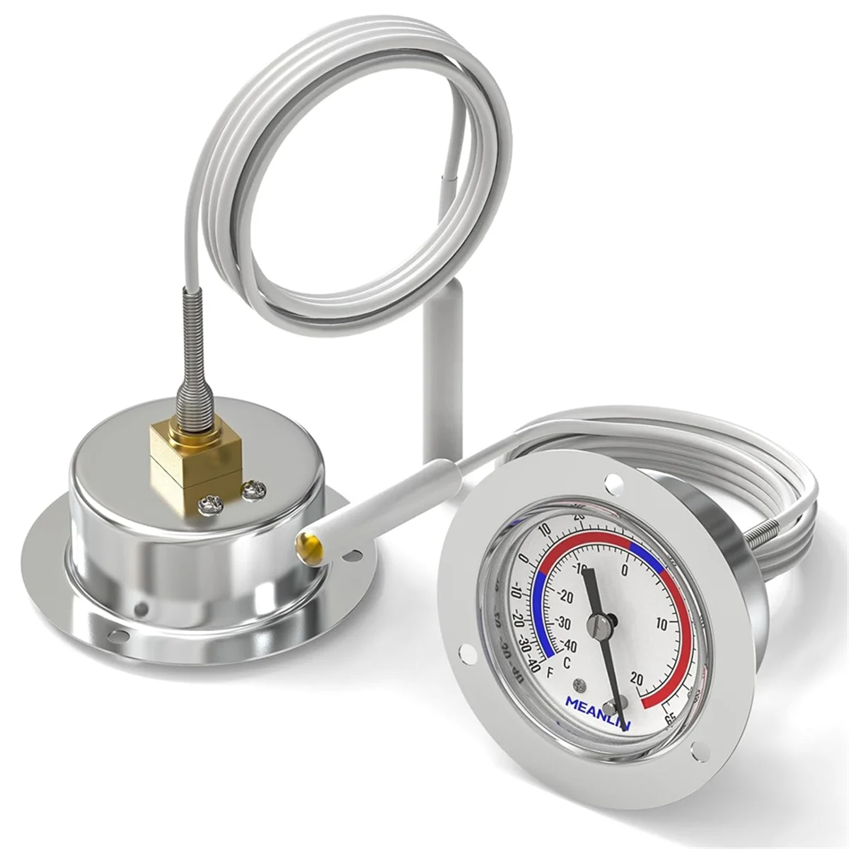 A04R-1 Pcs Vapor Capillary Refrigeration Thermometer,2 Inch Dial, 48 Inch Capillary Length,Accuracy 2%