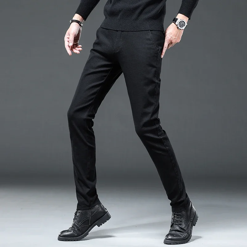 Men's Clothing England Pants Fashion Stretch Casual Trousers Business Slim Fit Plaid Pants stretch pants business pants men pants