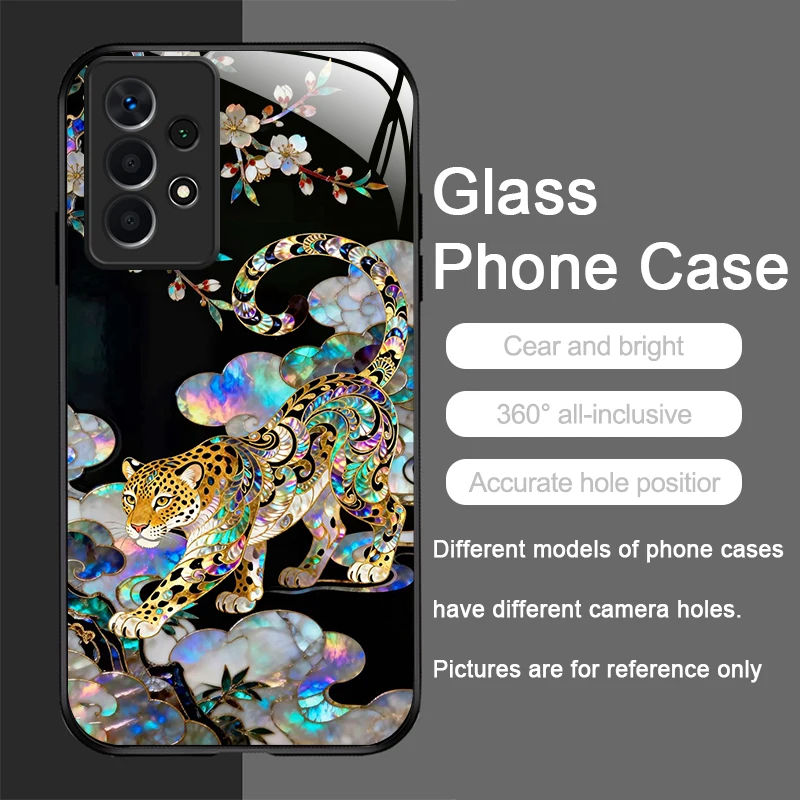 Stylish Dragon Leopard Marble Texture Tempered Glass Phone Case