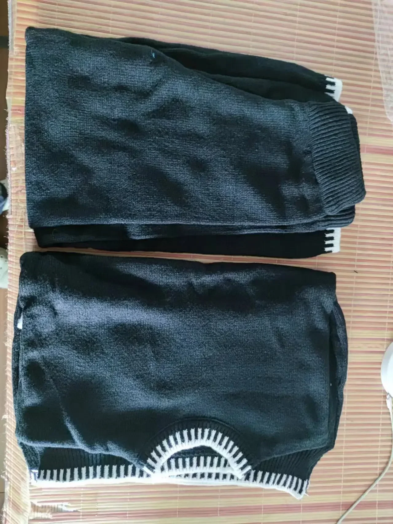 2024 Women's Striped Elegant Knitted Home Suit, Split Sweater Top, Elastic High Waist Straight Pants Pieces SetAutum Winter