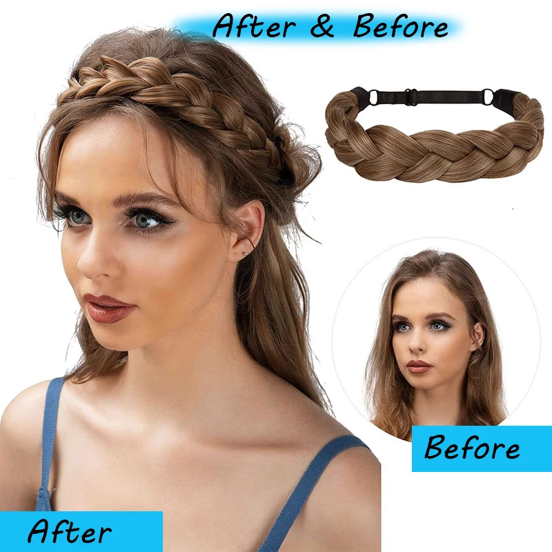 Synthetic Premium Adjustable Handmade Braided Elastic Band Hair Headband Fishtail Braids Hair Women Hairstyle Hairpieces