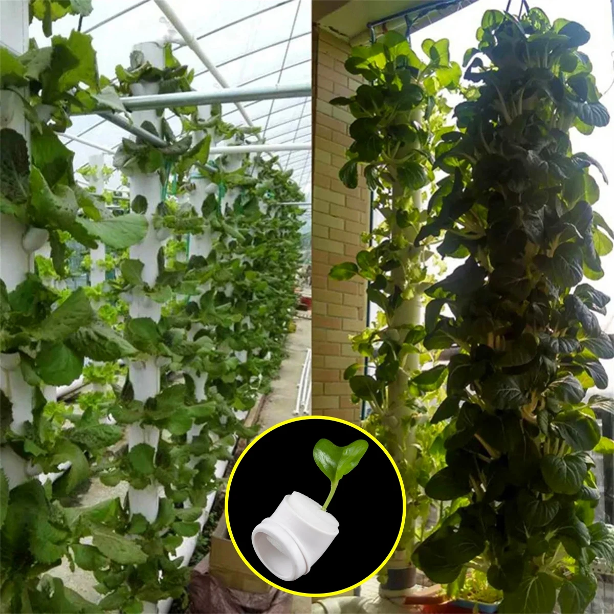 10Pcs PVC Pipe Soilless Hydroponics Plant Cups and Sponges, hydroponic planting tools, hydroponic root sponges