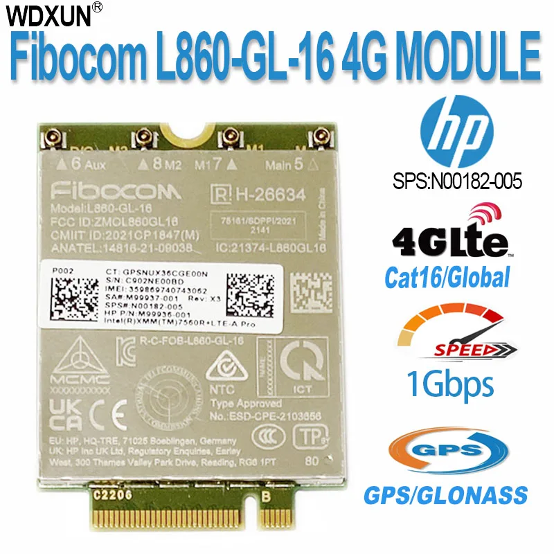 Módulo de Rede Lte Usado Cat16 L860-gl16 L860 Sps Modem 4g Gbps M.2 Ngff L860