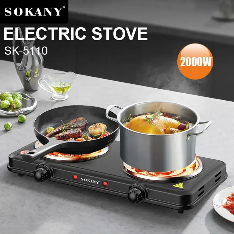 2000W Electric Stove Adjustable Temperature Home Use Double Boiler Electric Cooking Stove for On The Go and Home 2