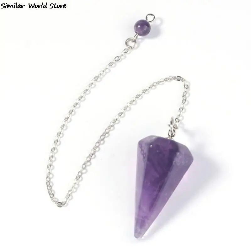 Healing Pendulum For Divination Pink Quartz Pendulums Biolocation Natural Gem Stone Chain Men Reiki Crystal Pendant