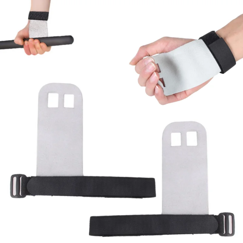 1 Pair Crossfit Gym Hand Grip Leather Gloves for Weightlifting Pull-up