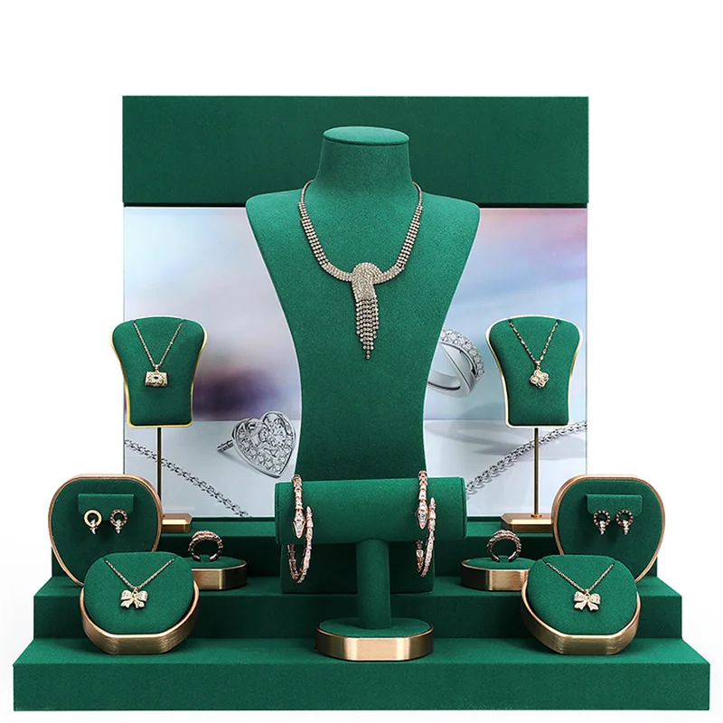 Wholesale Jewelry Display Set Green Necklace Bracelet Display Stand Window Show Photo Props