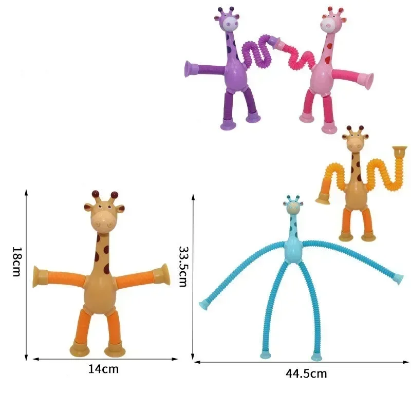 Puzzle Decompression Toy Cartoon Sucker Telescopic Tube Giraffe, Robot Variable Modeling Stretching Tube Giraffe