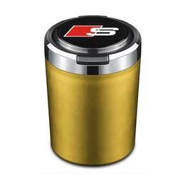 LED Illuminated Blue Light Car Ashtray - Premium Auto Accessory (Gold)