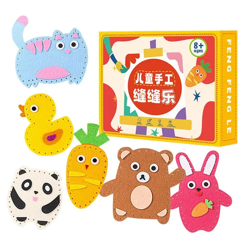 

Детские наборы для шитья, 6 проектов «сделай сам», мягкие куклы-животные, легкая работа, «сделай сам», войлочные мягкие игрушки для детей 8 лет