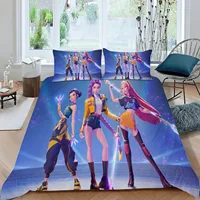 KPop شيطان الفراش مجموعات، واحدة التوأم كامل الملكة الملك الحجم، الفتيات الفتيان الطفل الكرتون الصيادين طقم سرير غرفة نوم الطفل مجموعات الفراش 2