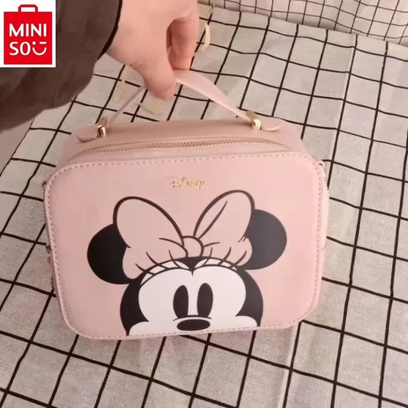 MINISO Disney Winnie Bear Dumbo Sweet Printed Large Capacity Camera Bag Women's High Quality Multi functional Makeup Storage Bag