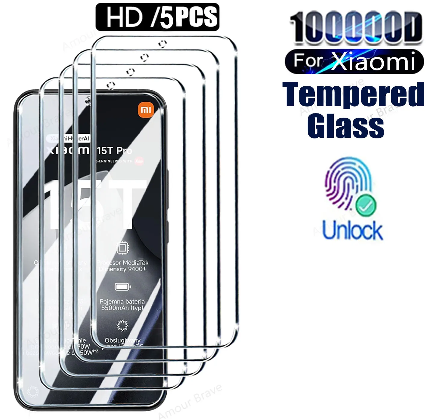 Enhanced Fingerprint Unlock HD Tempered Glass Screen Protector - 1-5PCS Pack