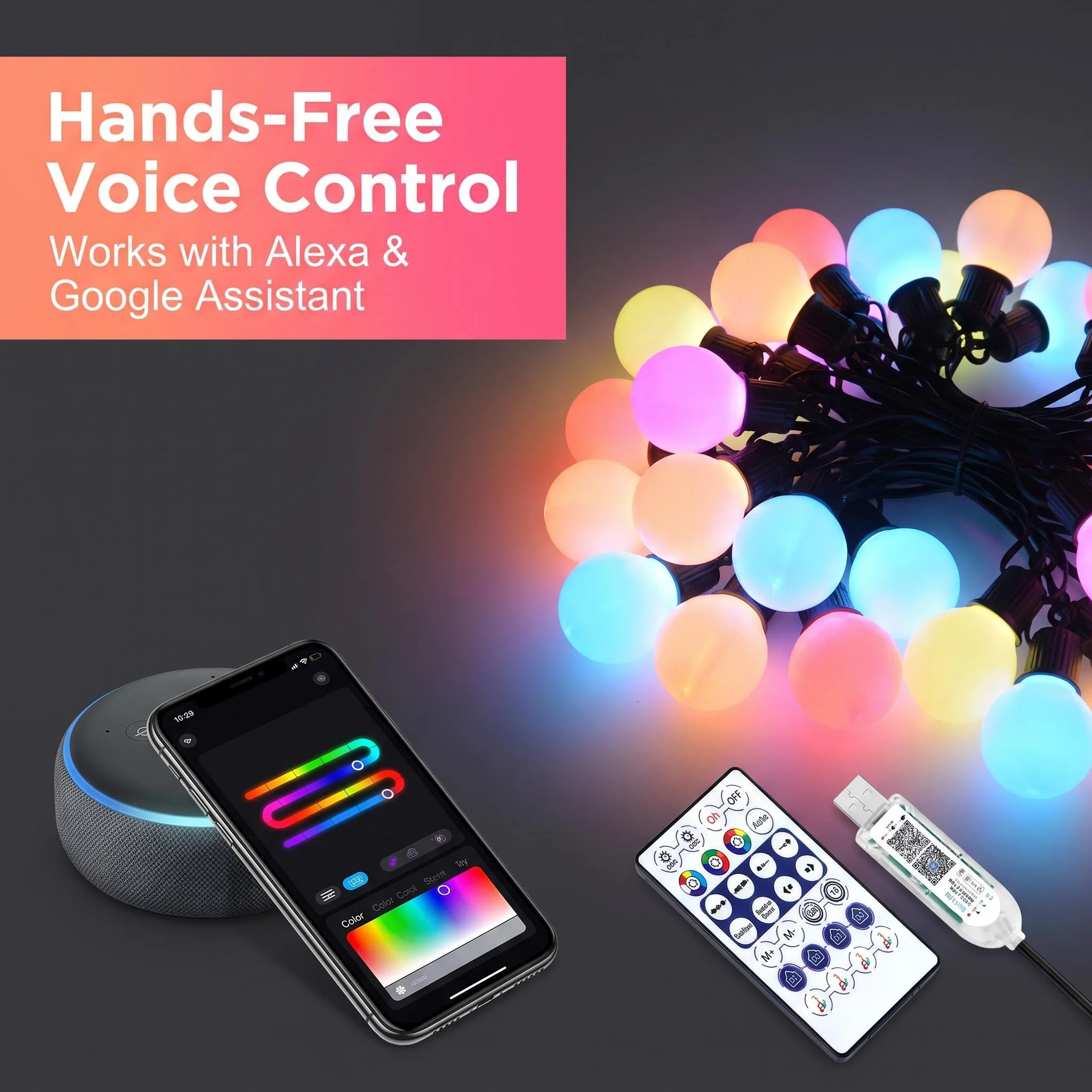 G40 LED Smart String Lights - Wireless USB-Powered Decorative Fairy Garland