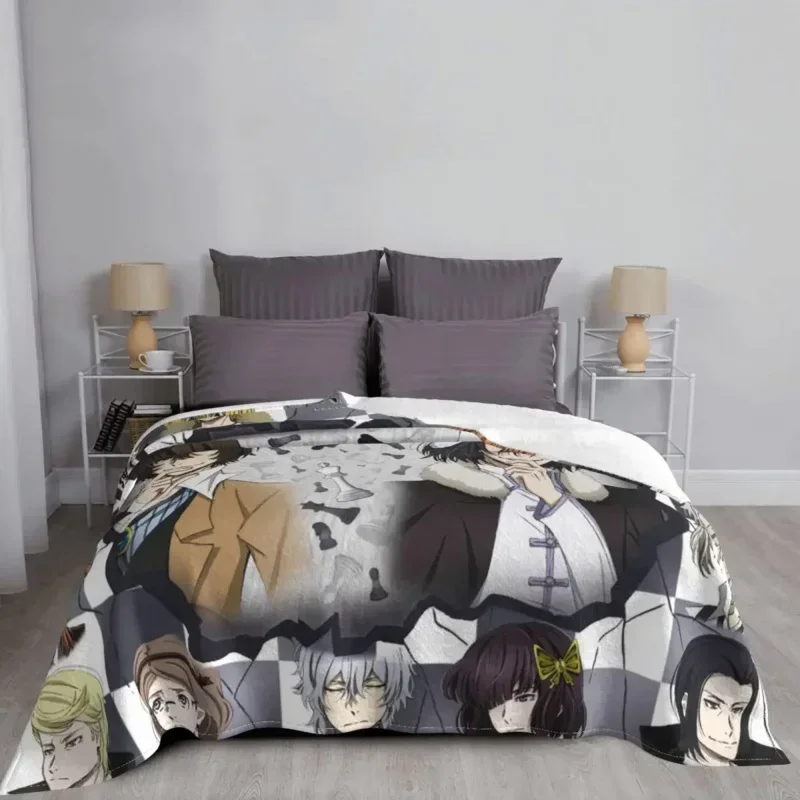 Bungou Stray Dogs Anime Fleece Spring Autumn Japanese Dazai Osamu Throw Blanket for Sofa Bedroom Bedding Throws 3