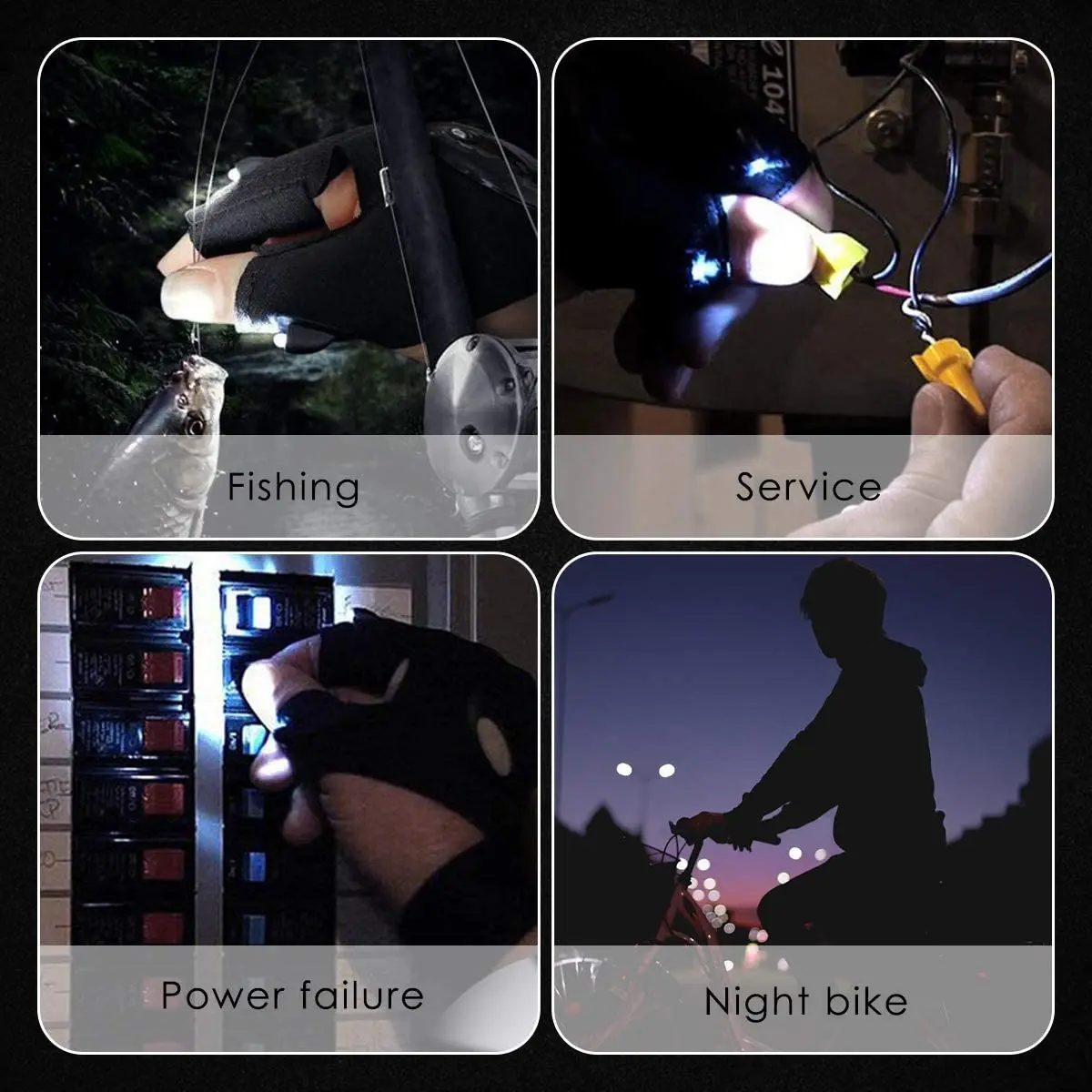 LED Flashlight Fingerless Gloves Outdoor Magic Strap Waterproof Torch Gloves Cover Cycling Hiking Survival Camping Rescue Tools sports gloves cycling gloves