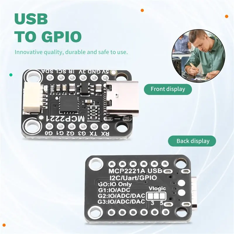 B68C MCP2221A USB to GPIO ADC I2C 인터페이스용 ADC 아날로그-디지털 변환기 모듈