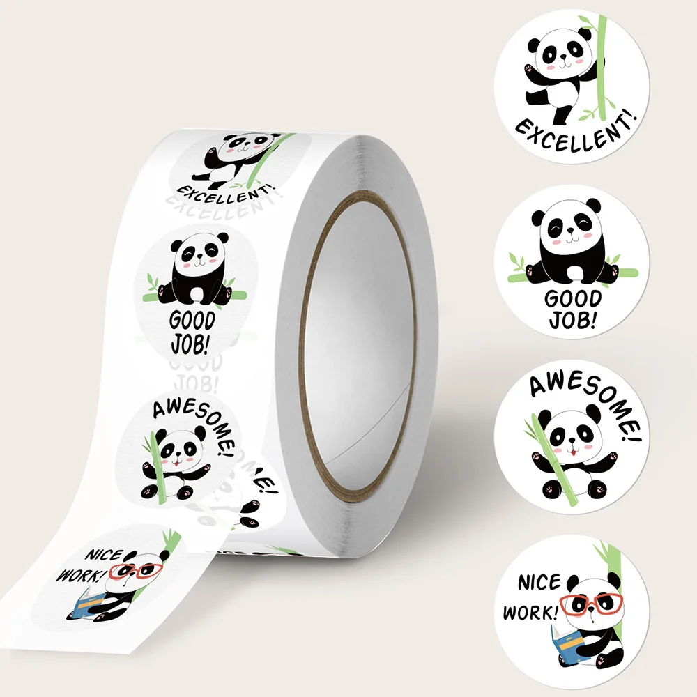 100pc 2.5cm Cute Animal Panda Label Stickers Roll For Envelope Encourage Praise Reward Student Work Stationery Seal Lable