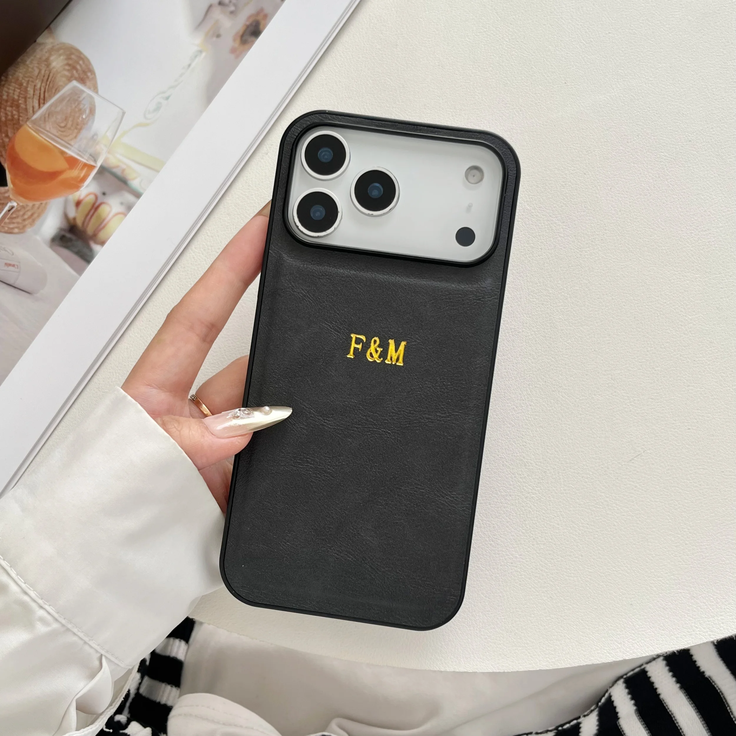 Personalized Custom Name 3D Hot Gold Foil Embossed Business Faux