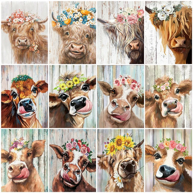 HUACAN Cow Diamond Painting New Arrival Picture Rhinestones Animal Mosaic  Sunflower Decorations For Home - AliExpress