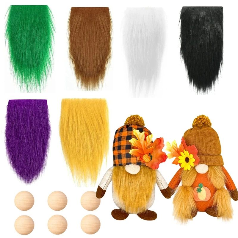 12pcs Pre-Cut Gnome Beard Faux Fur Dwarf Beard Handmade Wooden