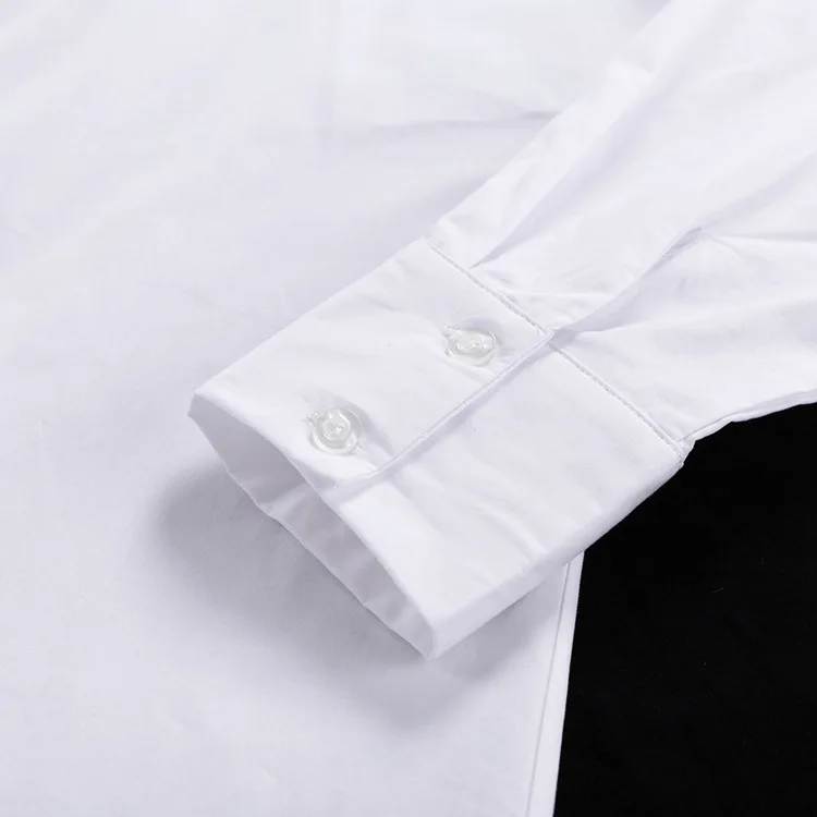 White Loose Fashion Shirts For Women See-Through Patchwork Cardigan Coat Lapel Slim Long Sleeve Oversized Blouse Shirt