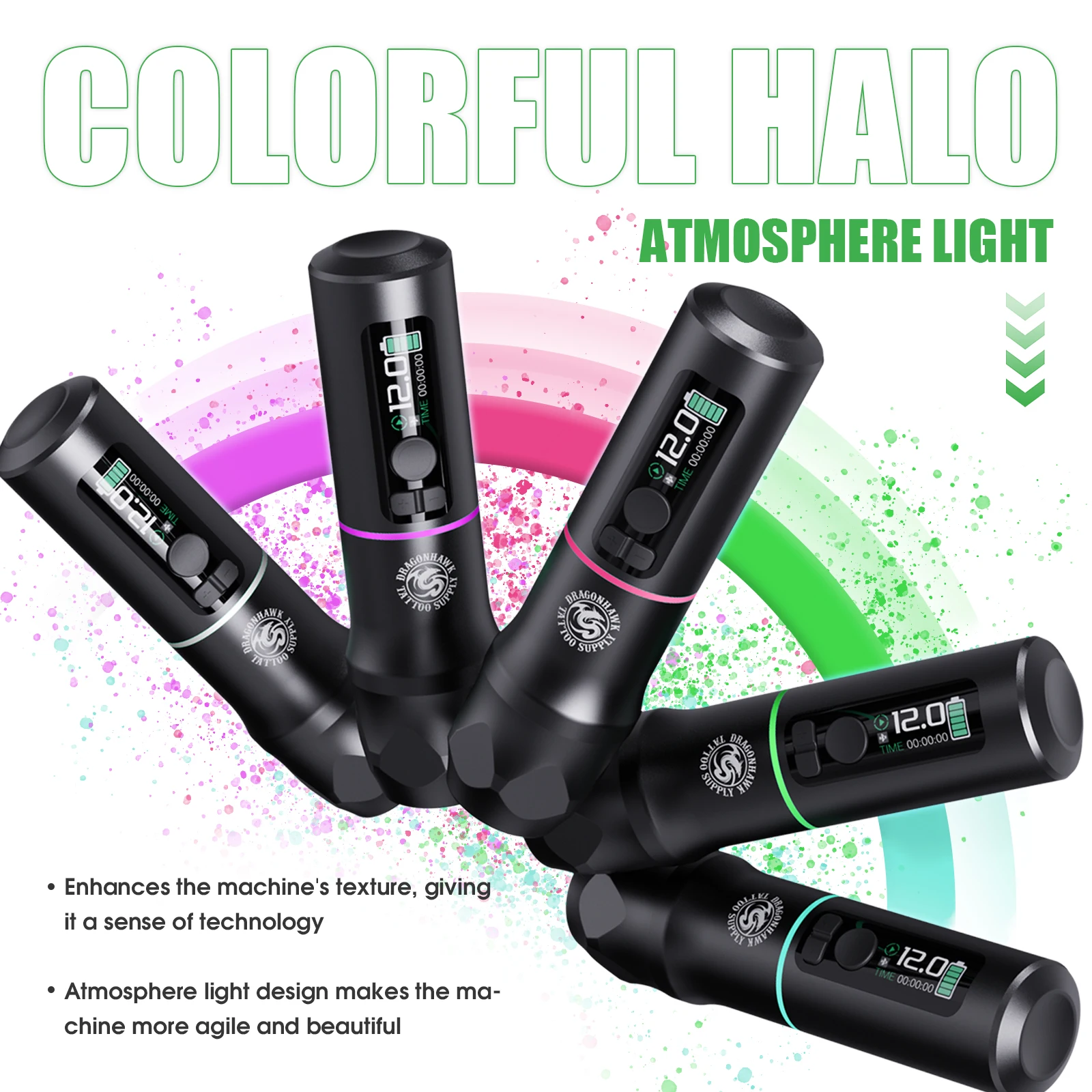 Dragonhawk X20 PRO Wireless Tattoo Rotary Machine LED Display