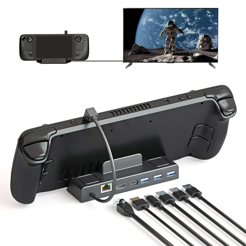 

Док-станция для Steam Deck USB C к RJ45 Ethernet 4K 60 Гц-совместима с держателем консоли Steam Deck