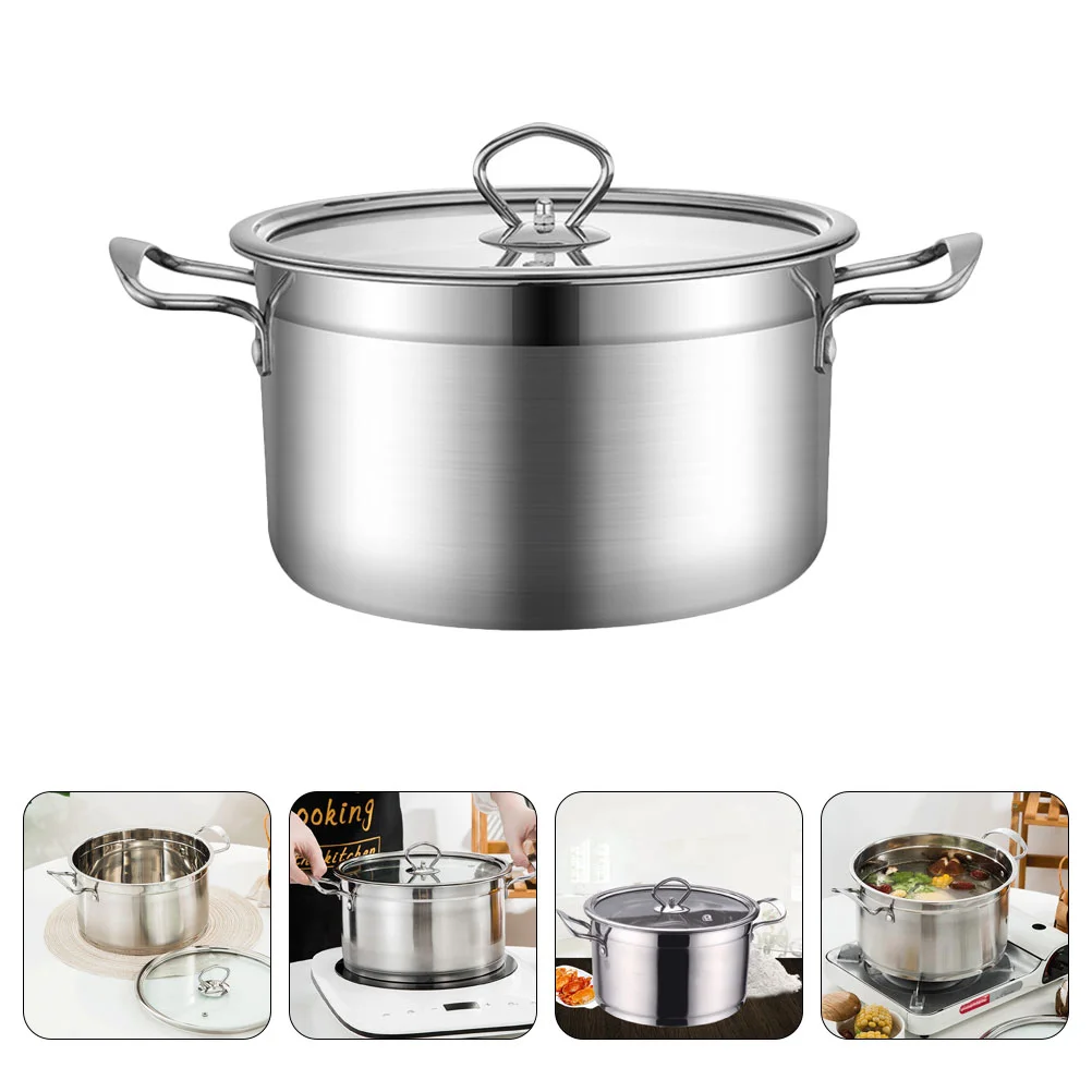 

Stainless Steel Pan Soup Pot Kitchen Camping Cooking Boiler Food Grade Cookware Household