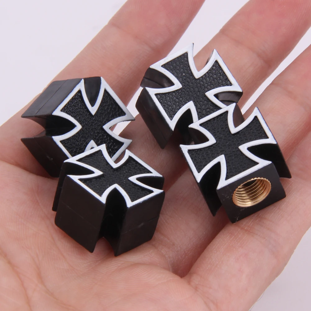 4개입 크로스 로드 자전거 밸브 캡, 오토바이 자동차 밸브 마우스 커버, 자동차 트럭 자전거 오토바이용 범용 휠 타이어 밸브