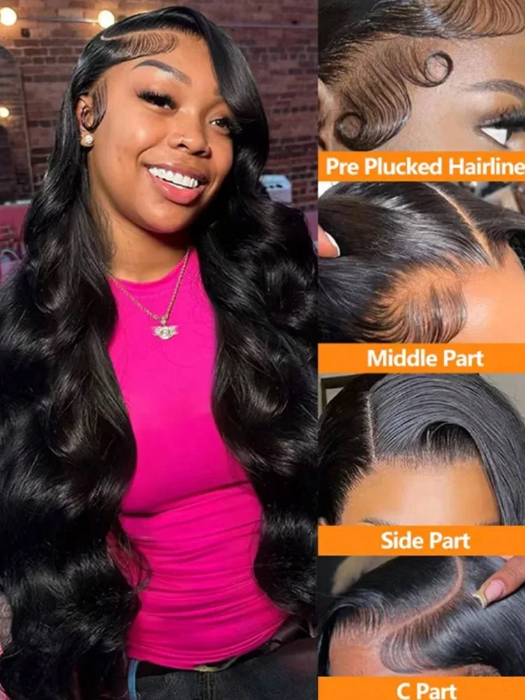 13x6 Body Wave Lace Frontal Human Hair Wigs HD Transparent 30 Inch 13x4 Lace Front Wig Curly Wave Human Hair Wigs for Women