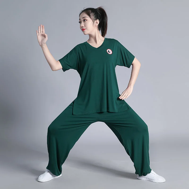 Tai chi clothing Chinese women suit Chinese Style Tai Chi Suit Men Women Spring Summer Performance Suit Middle-aged Old Practice Martial Arts Dress Kung Fu Uniform