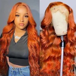 30 Inch Ginger Orange Body Wave Lace Frontal Wig HD 13x6 Lace Front Wig Glueless 13x4 Lace Wigs Brazilians Human Hair For Women