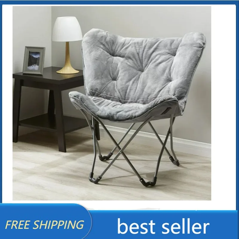 

Mainstays Folding Faux Fur Butterfly Chair, Gray