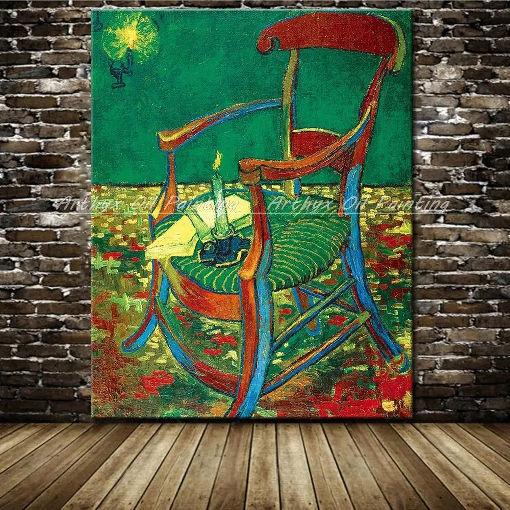 

Arthyx Handmade Gauguin's Chair Of Vincent Van Gogh Famous Oil Painting on Canvas Wall Art,Picture For Living Bedroom,Home Decor