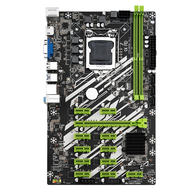 채굴 기계 마더보드, 채굴기용, 12GPU 12PCI-E 16X 채굴 보드, B250 LGA 1151 DDR4 PC RAMSATA3.0 지지대 VGA HDMI, 신제품