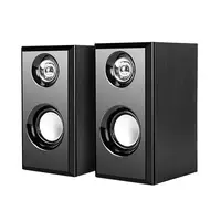 1 Pair Computer USB Powered Surround Sound Wooden Desktop Wired Loudspeakers for Laptop 3